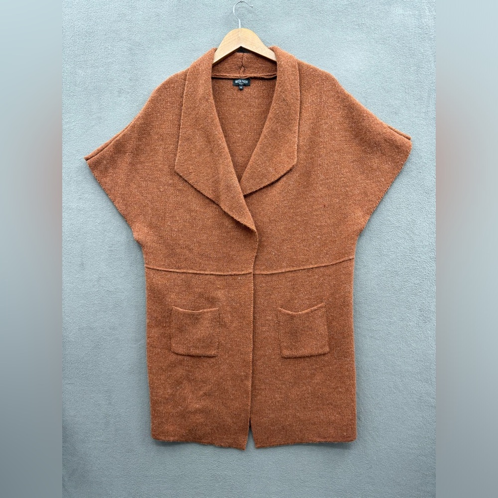 Maison Pholya Women’s XS Cardigan Wool Alpaca Blend Short Sleeve Rust Orange